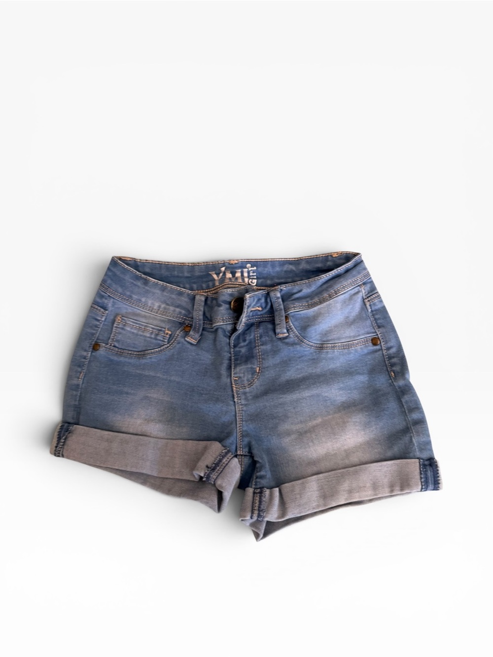 Light‎ Blue Cuffed Girls Denim Shorts